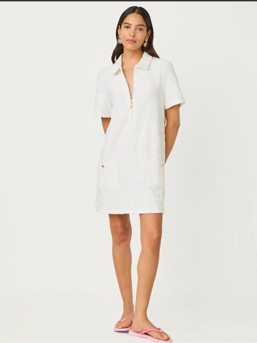 Lilly Pulitzer Brayton Sunny Daisies Terry Cover-Up White Size Large
